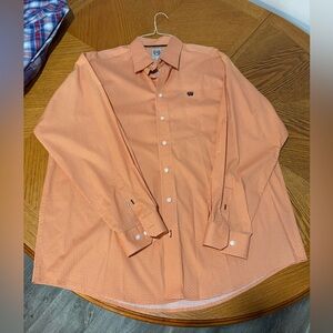 Cinch Peachy Orange Long Sleeve Men’s Button Down Shirt
